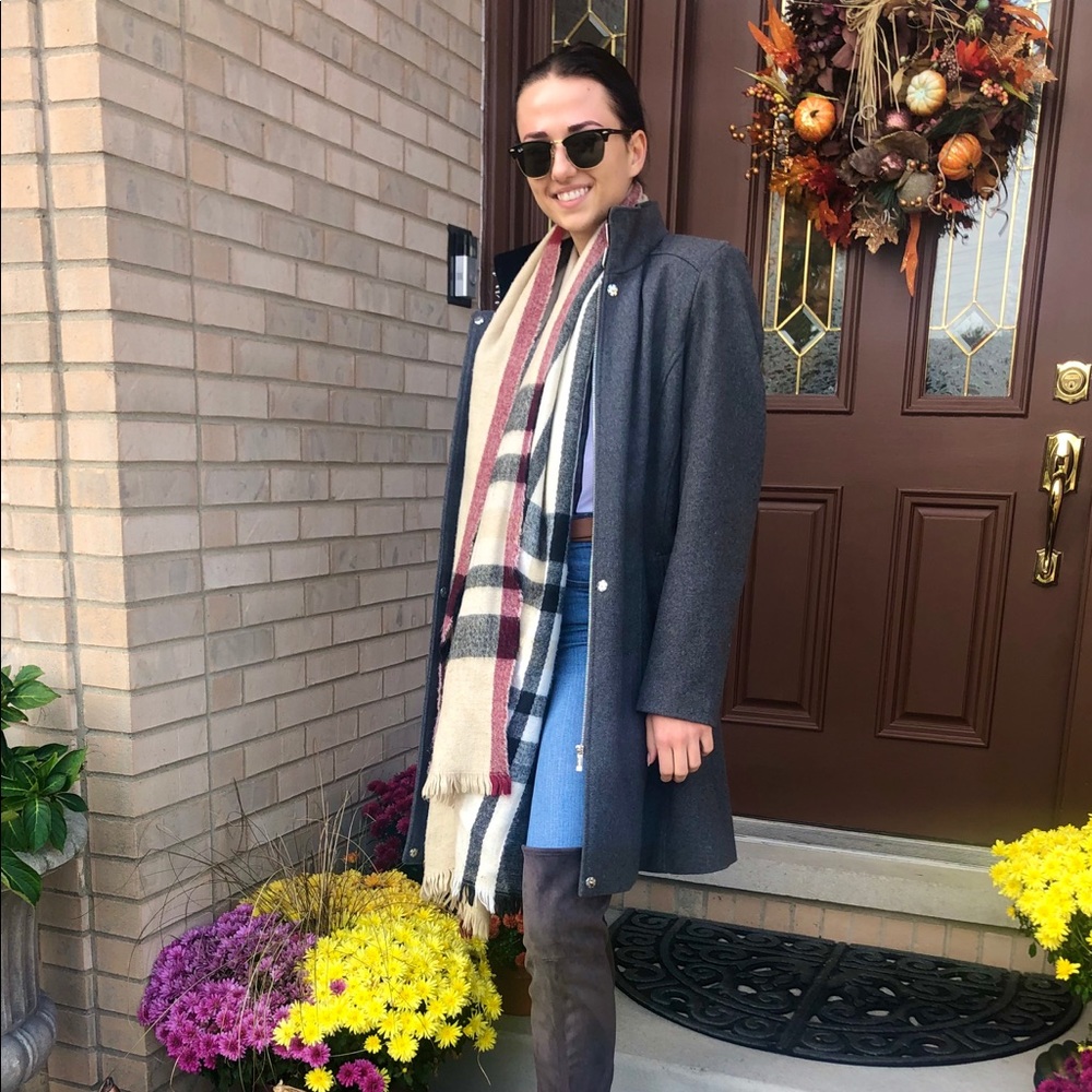 Dark grey Calvin Klein dress coat with high collar